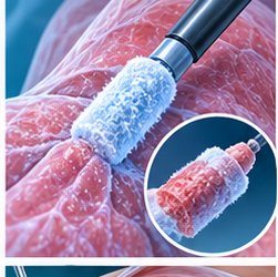 Medical illustration of Transbronchial cryo-lung biopsy